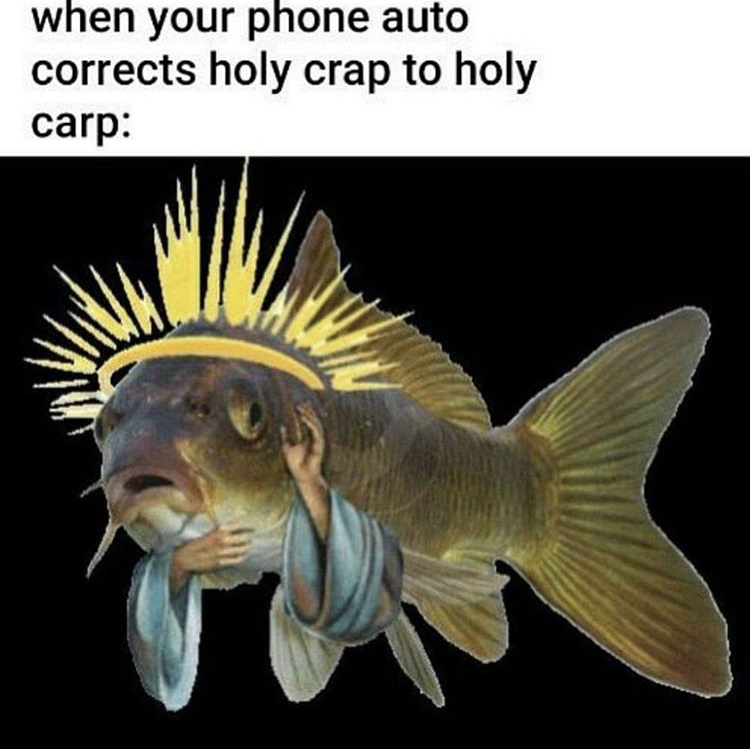 holy carp - when your phone auto corrects holy crap to holy carp