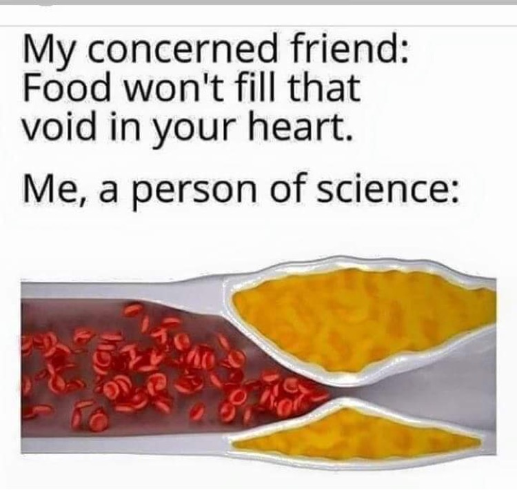 food won t fill that void in your heart - My concerned friend Food won't fill that void in your heart. Me, a person of science