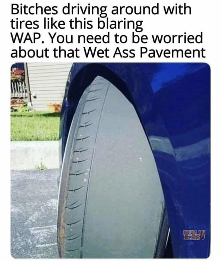 strong independent woman meme - Bitches driving around with tires this blaring Wap. You need to be worried about that Wet Ass Pavement