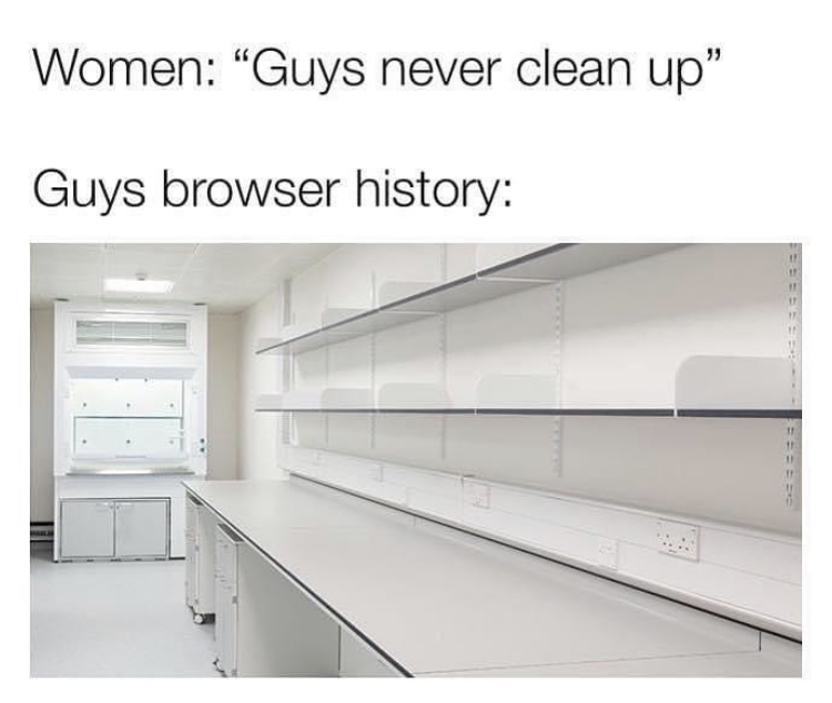 glass - Women Guys never clean up" Guys browser history