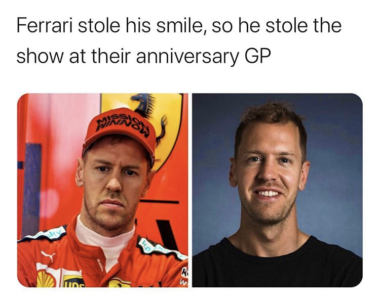 media - Ferrari stole his smile, so he stole the show at their anniversary Gp s R w
