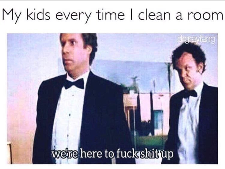 step brothers meme catalina wine mixer - My kids every time I clean a room drgtay ang we're here to fuck shit up