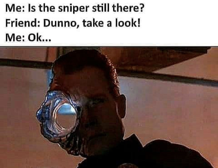 csgo memes - Me Is the sniper still there? Friend Dunno, take a look! Me Ok...