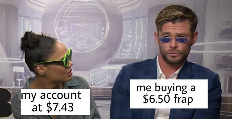 mib international memes - Dec my account at $7.43 me buying a $6.50 frap