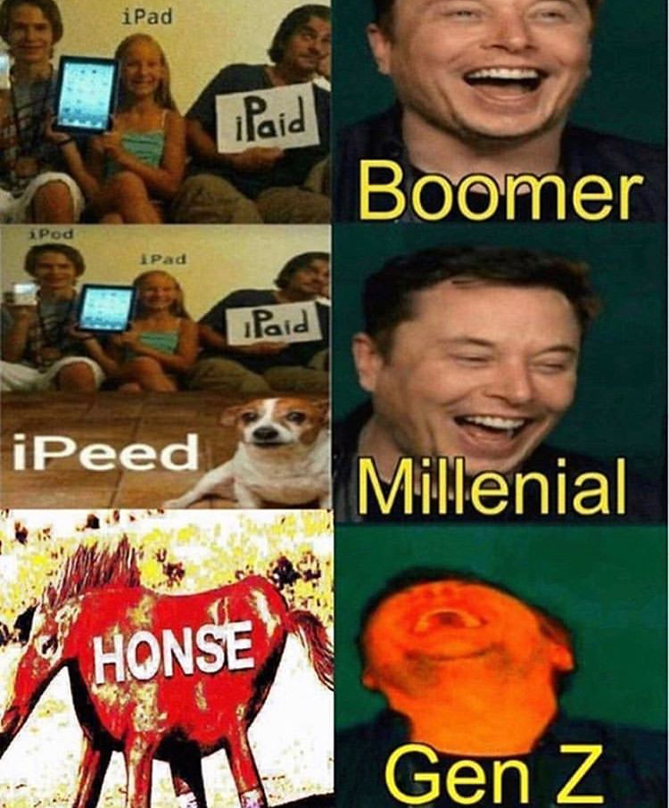 boomer millennial gen z meme - iPad Paid Boomer Pod Pad Paid iPeed Millenial Honse Gen Z