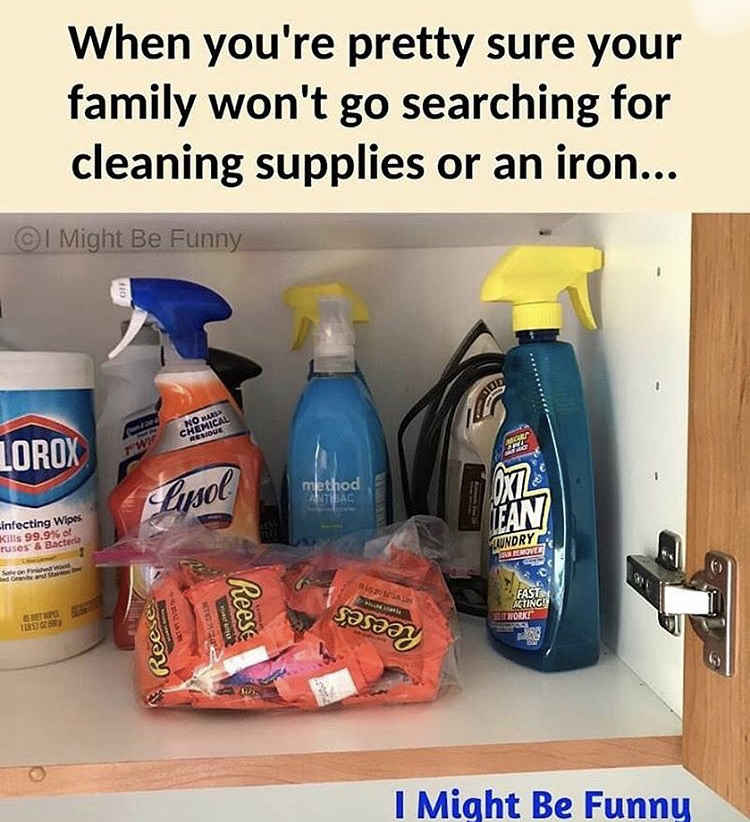 plastic - Chemical When you're pretty sure your family won't go searching for cleaning supplies or an iron... @ Might Be Funny Lorox method Lysol. Infecting W Ean Sury Waste Reese sary Reece I Might Be Funny