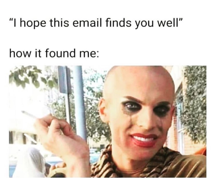 "I hope this email finds you well" how it found me
