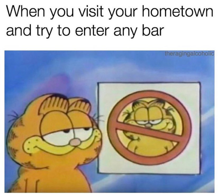 funny memes - huh i wonder who that's - When you visit your hometown and try to enter any bar theragingalcoholic