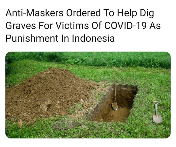 funny memes - AntiMaskers Ordered To Help Dig Graves For Victims Of Covid19 As Punishment In Indonesia