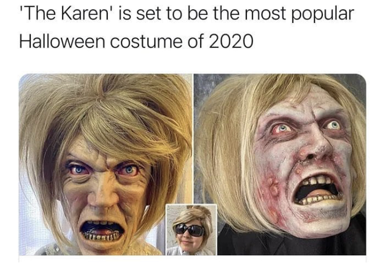 head - 'The Karen' is set to be the most popular Halloween costume of 2020