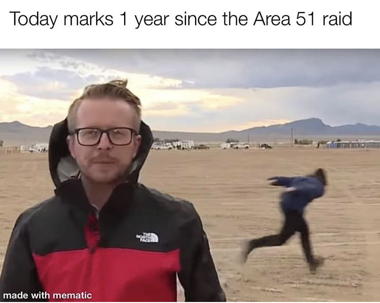 area 51 naruto run - Today marks 1 year since the Area 51 raid No 05 made with mematic