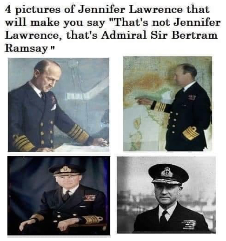 military officer - 4 pictures of Jennifer Lawrence that will make you say "That's not Jennifer Lawrence, that's Admiral Sir Bertram Ramsay"