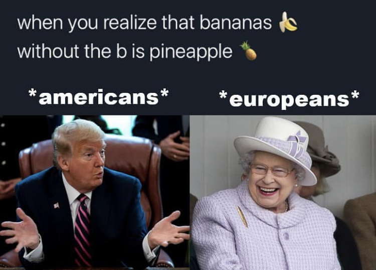 conversation - when you realize that bananas to without the bis pineapple americans europeans