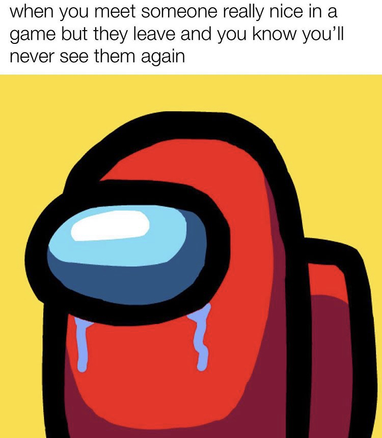 funny memes - among us - when you meet someone really nice in a game but they leave and you know you'll never see them again