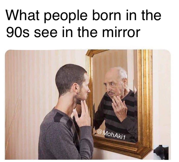 man looking in mirror free - What people born in the 90s see in the mirror