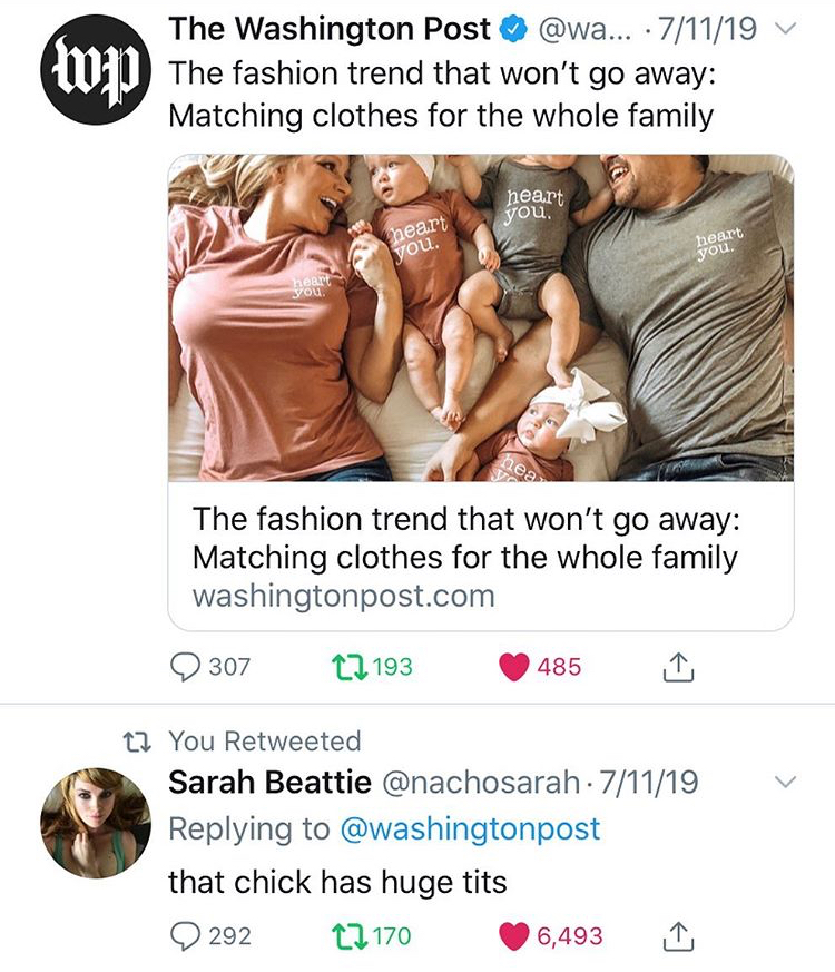 washington post - The Washington Post ... 71119 Wp The fashion trend that won't go away Matching clothes for the whole family heart you Wear you. tent you The fashion trend that won't go away Matching clothes for the whole family washingtonpost.com 307 t2