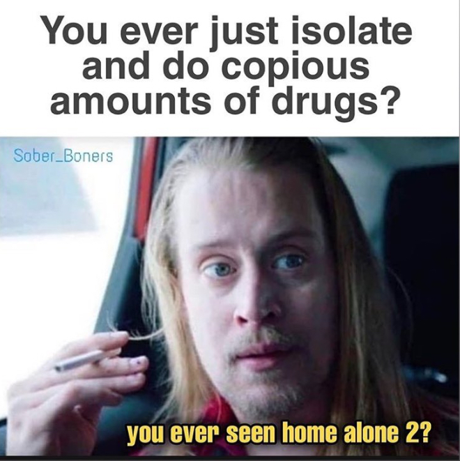 kevin mccallister - You ever just isolate and do copious amounts of drugs? Sober_Boners you ever seen home alone 2?