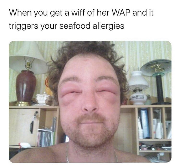 pollen allergy memes - When you get a wiff of her Wap and it triggers your seafood allergies
