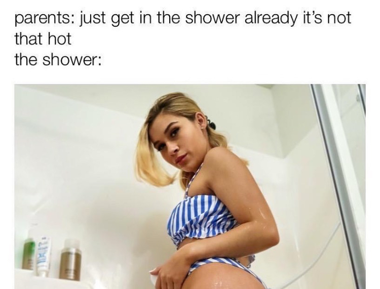 blond - parents just get in the shower already it's not that hot the shower