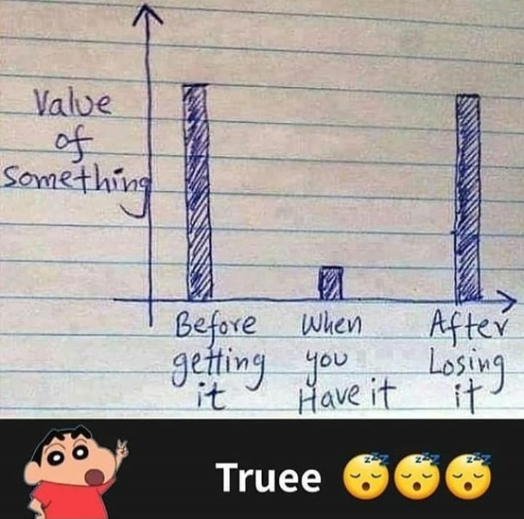 value of something before you have - Value of something Before When getting you it After Losing it Have it Truee 6S