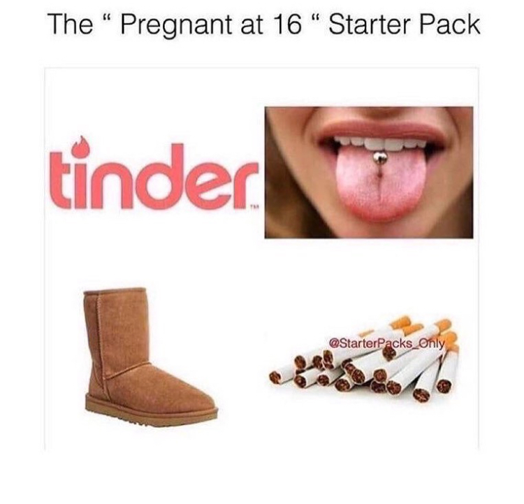 pregnant at 16 starter pack meme - The
