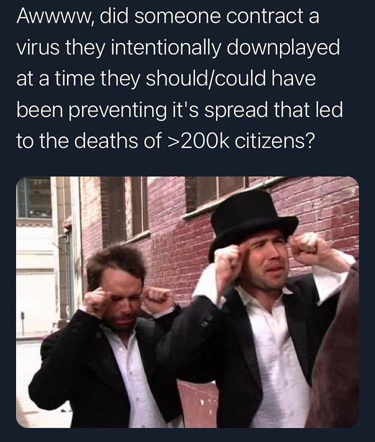 juul fiend meme - Awwww, did someone contract a virus they intentionally downplayed at a time they shouldcould have been preventing it's spread that led to the deaths of > citizens?