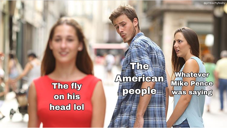 distracted boyfriend meme - The Whatever American Mike Pence people was saying The fly on his head lol