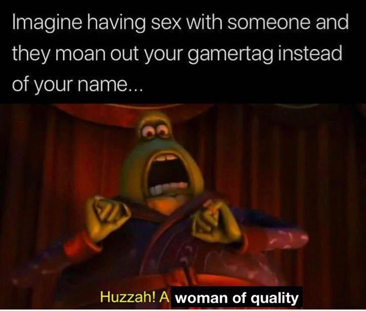 i o psychology meme - Imagine having sex with someone and they moan out your gamertag instead of your name... Huzzah! A woman of quality