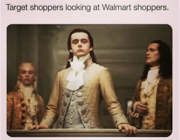 Target shoppers looking at Walmart shoppers.