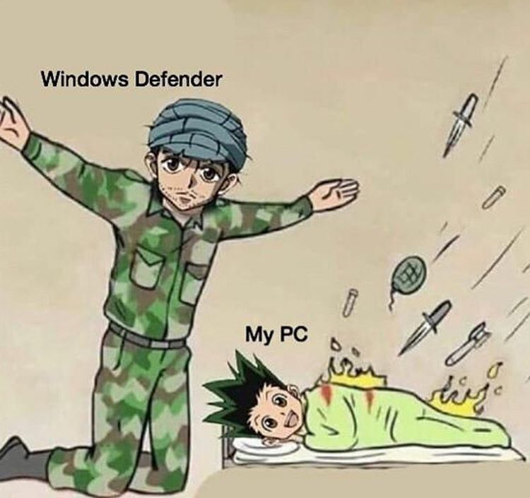 hxh meme - Windows Defender My Pc