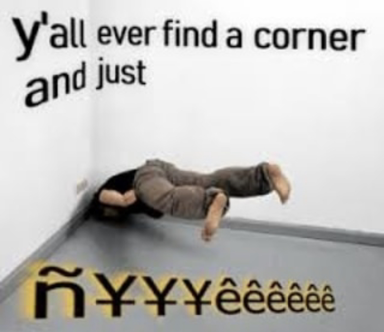 you ever find a corner and just nyeee - y'all ever find a corner and just