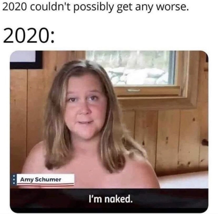 funny memes - NowThis News - 2020 couldn't possibly get any worse. 2020 Amy Schumer I'm naked.