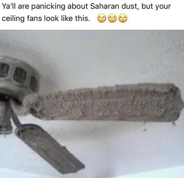 dusty ceiling fan - Ya'll are panicking about Saharan dust, but your ceiling fans look this. a