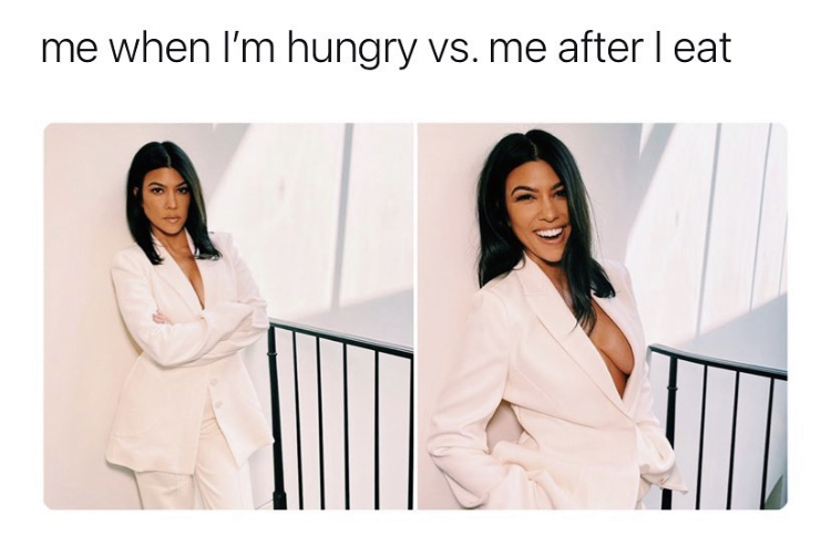 shoulder - me when I'm hungry vs. me after I eat