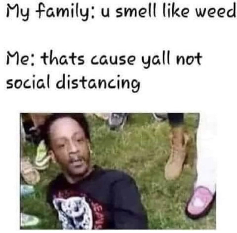 Laughter - My family u smell weed Me thats cause yall not social distancing Eanu