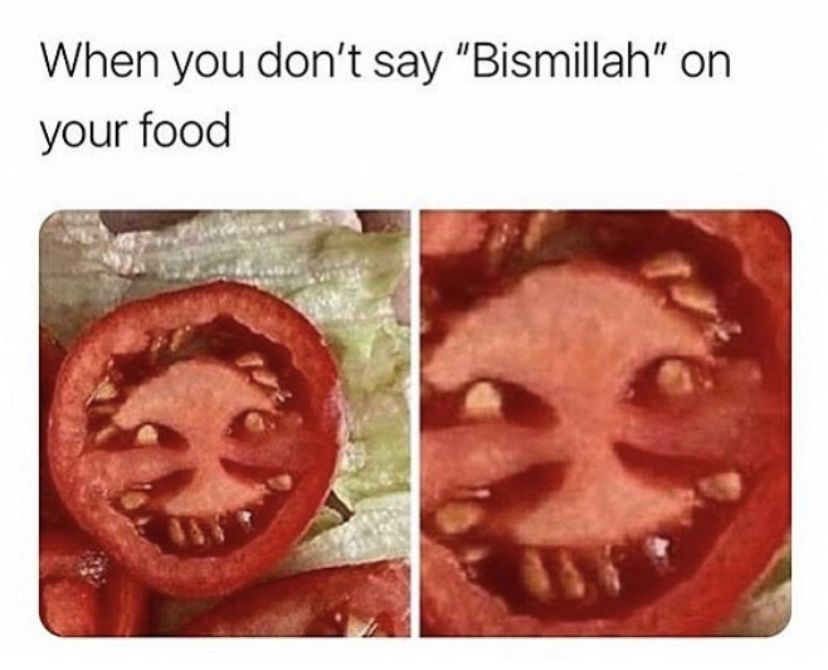 mouth - When you don't say "Bismillah" on your food