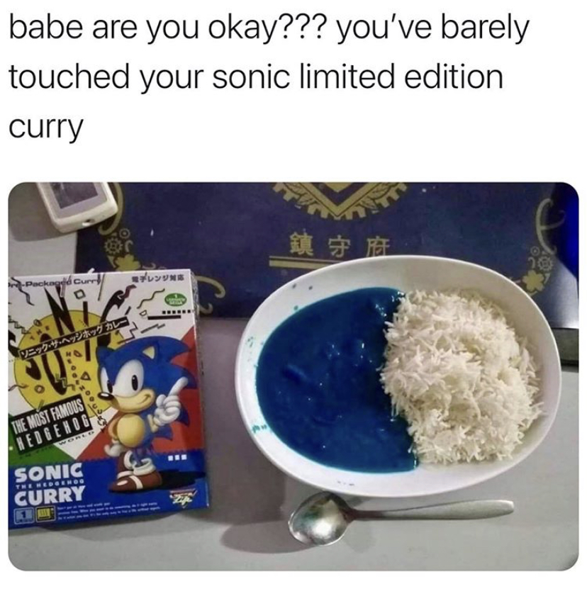 sonic the hedgehog curry - babe are you okay??? you've barely touched your sonic limited edition curry curr arv The Most Famous Teddende Sonic Curry