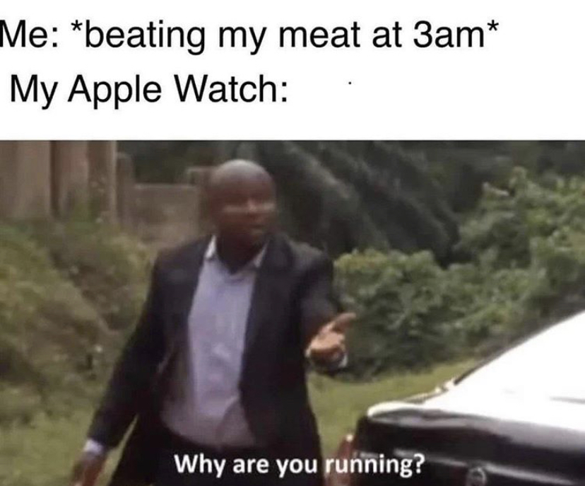 memes why are you running - Me beating my meat at 3am My Apple Watch Why are you running?