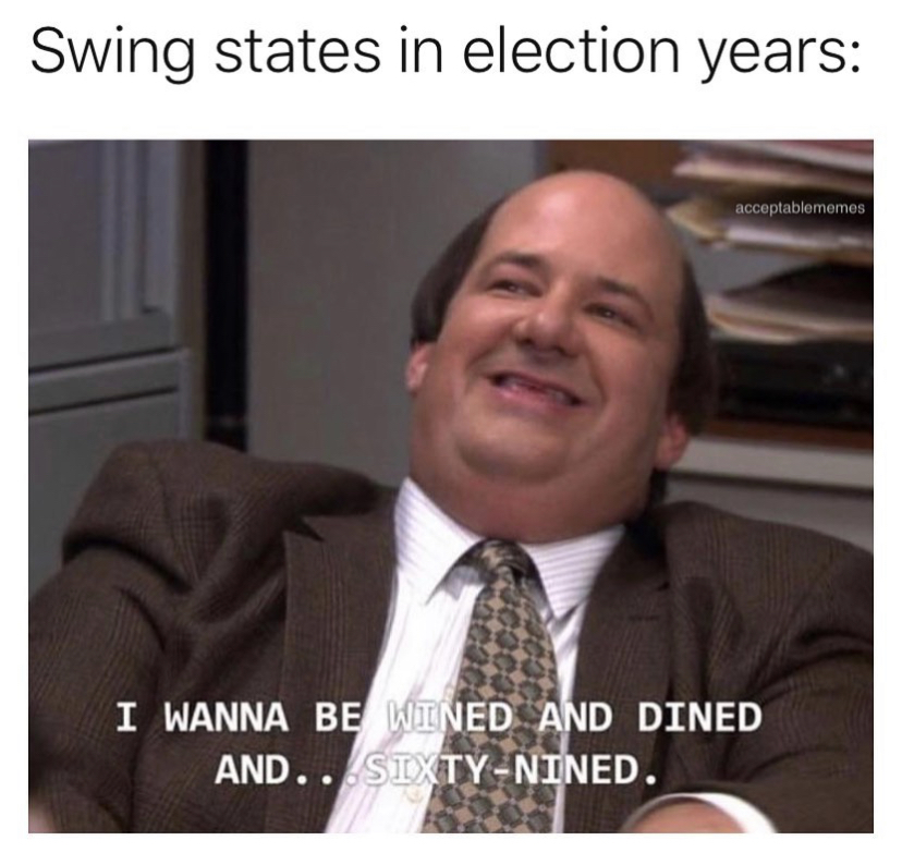 photo caption - Swing states in election years acceptabiomemes I Wanna Be Wined And Dined And.. SixtyNined.