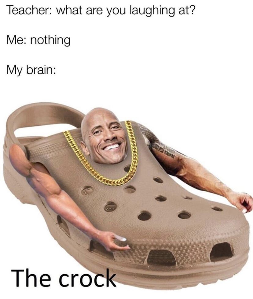 dwayne the croc johnson - Teacher what are you laughing at? Me nothing My brain The crock