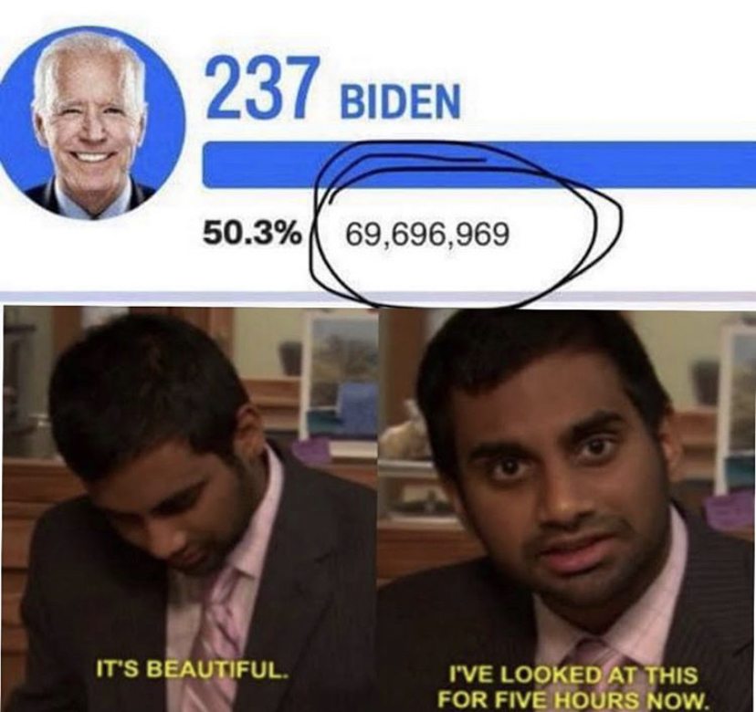 hazbin hotel memes - 237 Biden 50.3% 69,696,969 It'S Beautiful. I'Ve Looked At This For Five Hours Now.