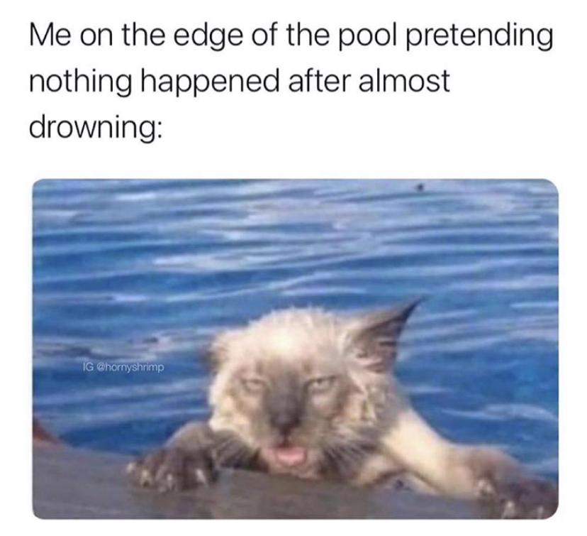 Me on the edge of the pool pretending nothing happened after almost drowning Ig