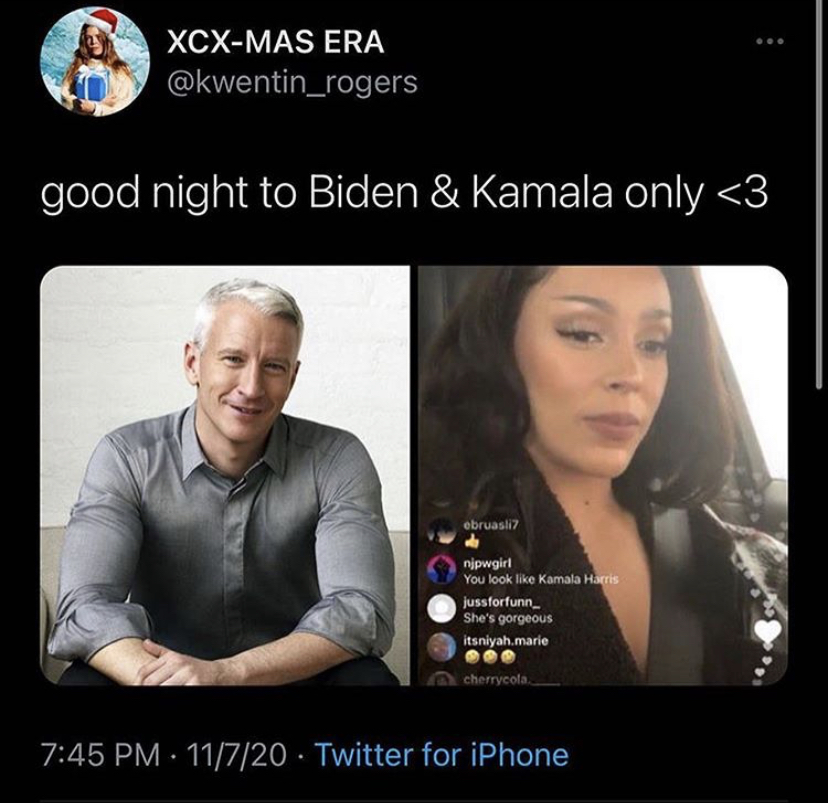photo caption - XcxMas Era good night to Biden & Kamala only