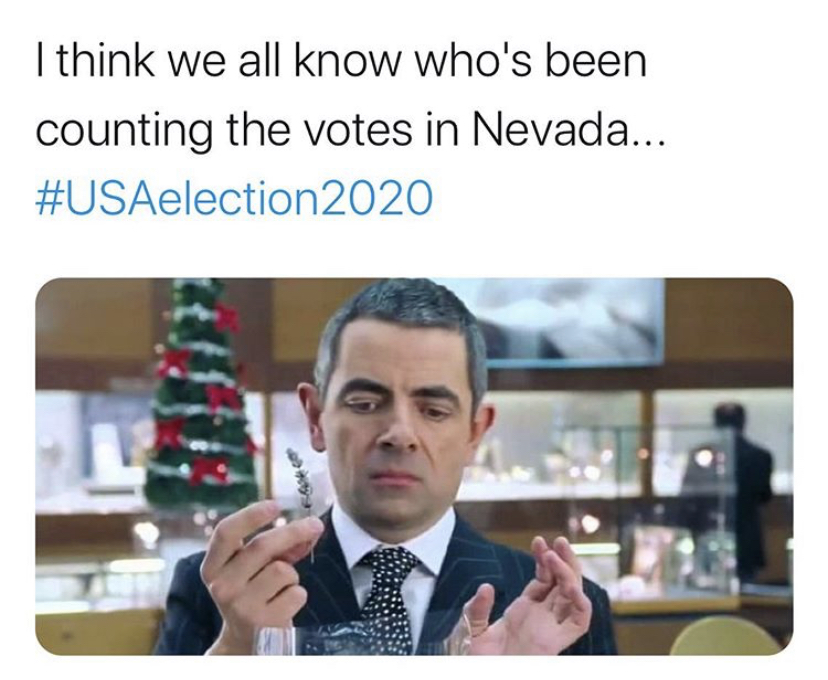 rowan atkinson love actually - I think we all know who's been counting the votes in Nevada... 2020