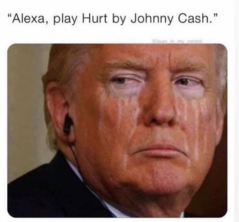 Donald Trump - "Alexa, play Hurt by Johnny Cash."