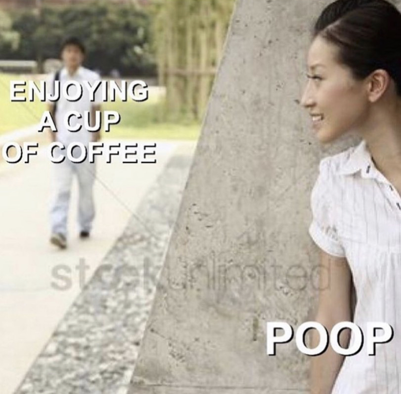 girl - Enjoying A Cup Of Coffee steed Poop