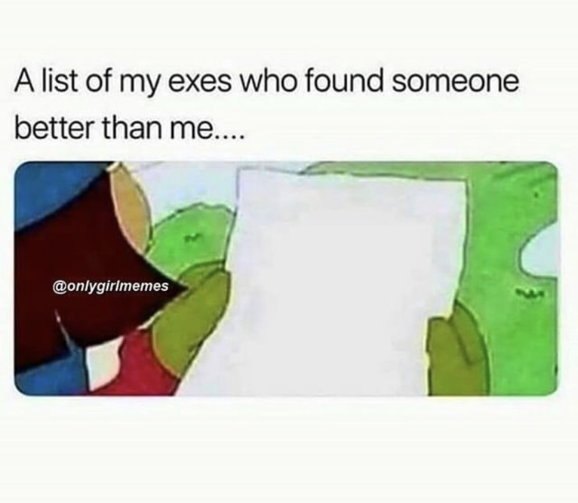 list of my exes who found someone better than me - A list of my exes who found someone better than me....