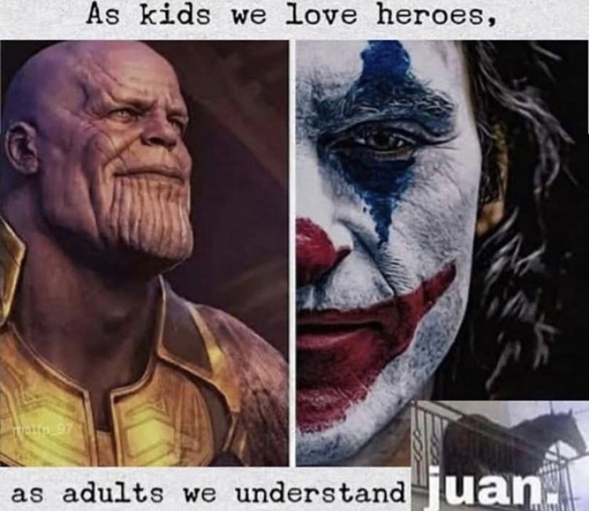 edgy joker memes - As kids we love heroes, as adults we understand juan