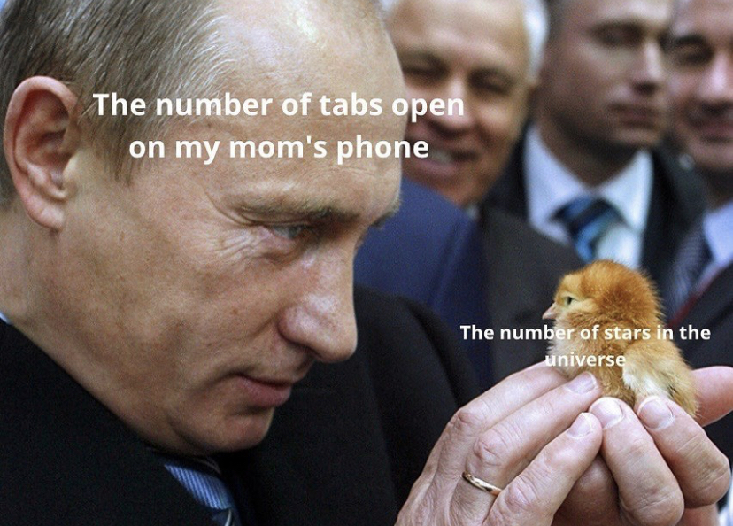 vladimir putin cute - The number of tabs open on my mom's phone The number of stars in the universe