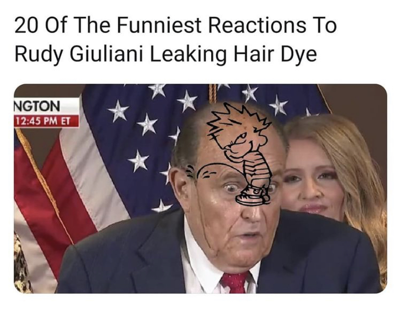 funny memes - fendt - 20 Of The Funniest Reactions To Rudy Giuliani Leaking Hair Dye Ngton Et